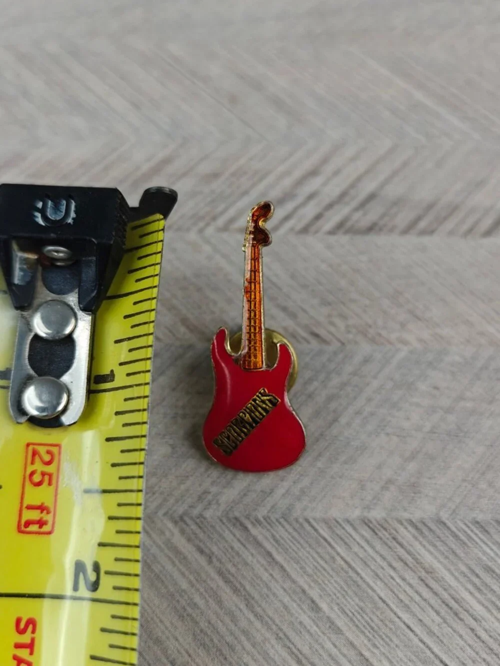 Vintage Scorpions Lapel Pin Red Enamel Guitar Design Gold-Tone Classic Rock